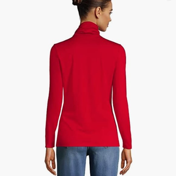 Lands' End - Lightweight Fitted Long Sleeve Turtleneck, Rich Red - Picture 4 of 13